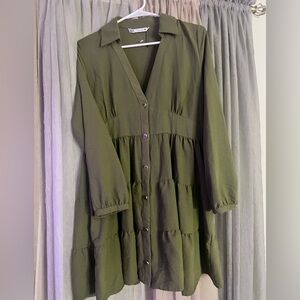 Zara Khaki Green Dress